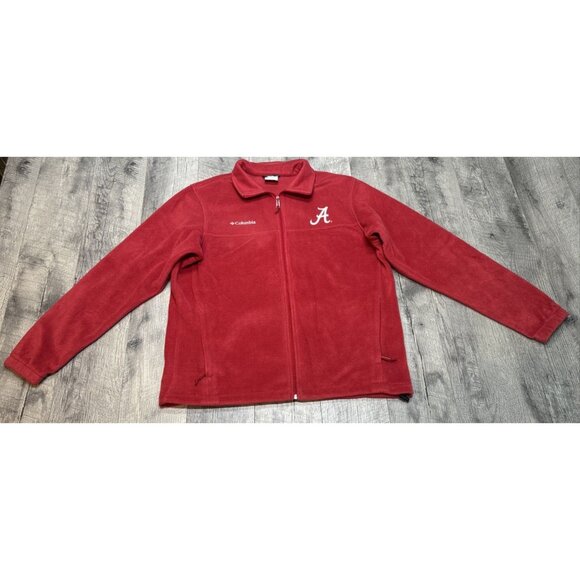 Columbia Alabama Crimson Tide Jacket Mens Large‎ Red Zip Fleece Embroidered Logo - Picture 1 of 13
